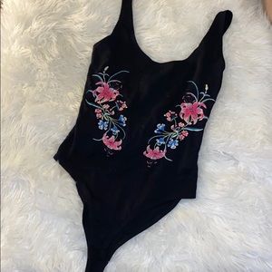 Black Floral Bodysuit